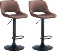 2Er Set Barhocker Camden Samt Schwarz Braun