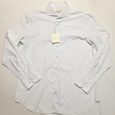 NEW Hagen TEC-POINT Nylon Sport Shirt CARMEL FIT Men's LARGE L White MORSE CODE