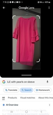 ILE of New York Pink Dress with Pearls Size 12 Knee Length