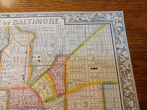 Baltimore MB City Plan 1860 Hand Colored Map Plan of Baltimore 9 1/4 x 11 JRR31 - Picture 4 of 13
