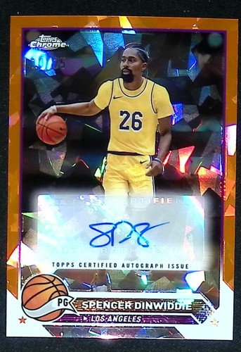 SPENCER DINWIDDIE 2024 TOPPS CHROME SAPPHIRE ORANGE REFRACTOR AUTO 10/25 #CG-SD