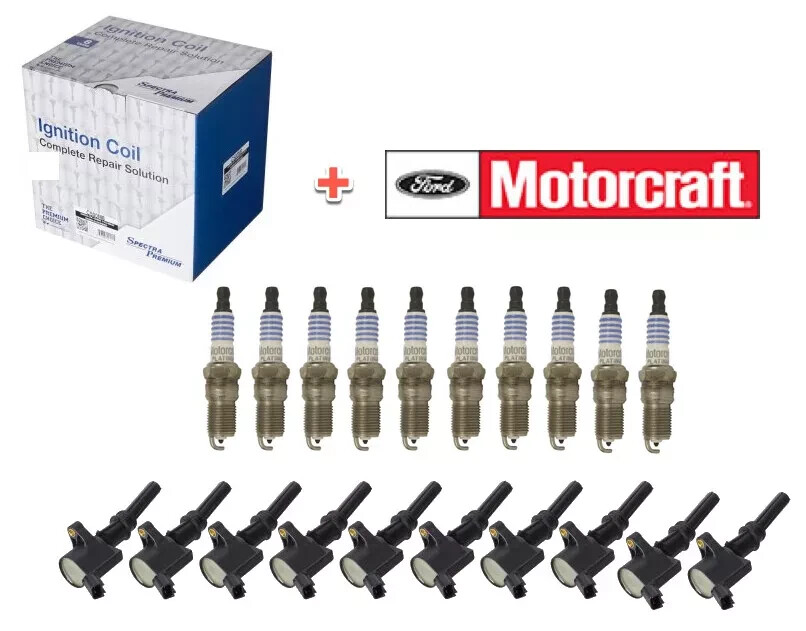 10 Spark Plugs  Coils for FORD Excursion 2000-05 6.8L V10 SP479 DG508