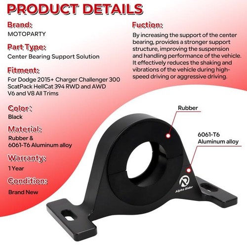 Driveshaft Center Support Bearing Carrier Kit For Dodge Charger/Challenger Scat Pack (2015+)