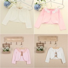 New Princess Wedding Flower Girl Bolero Long Sleeve Shrug Jacket Kids Clothes
