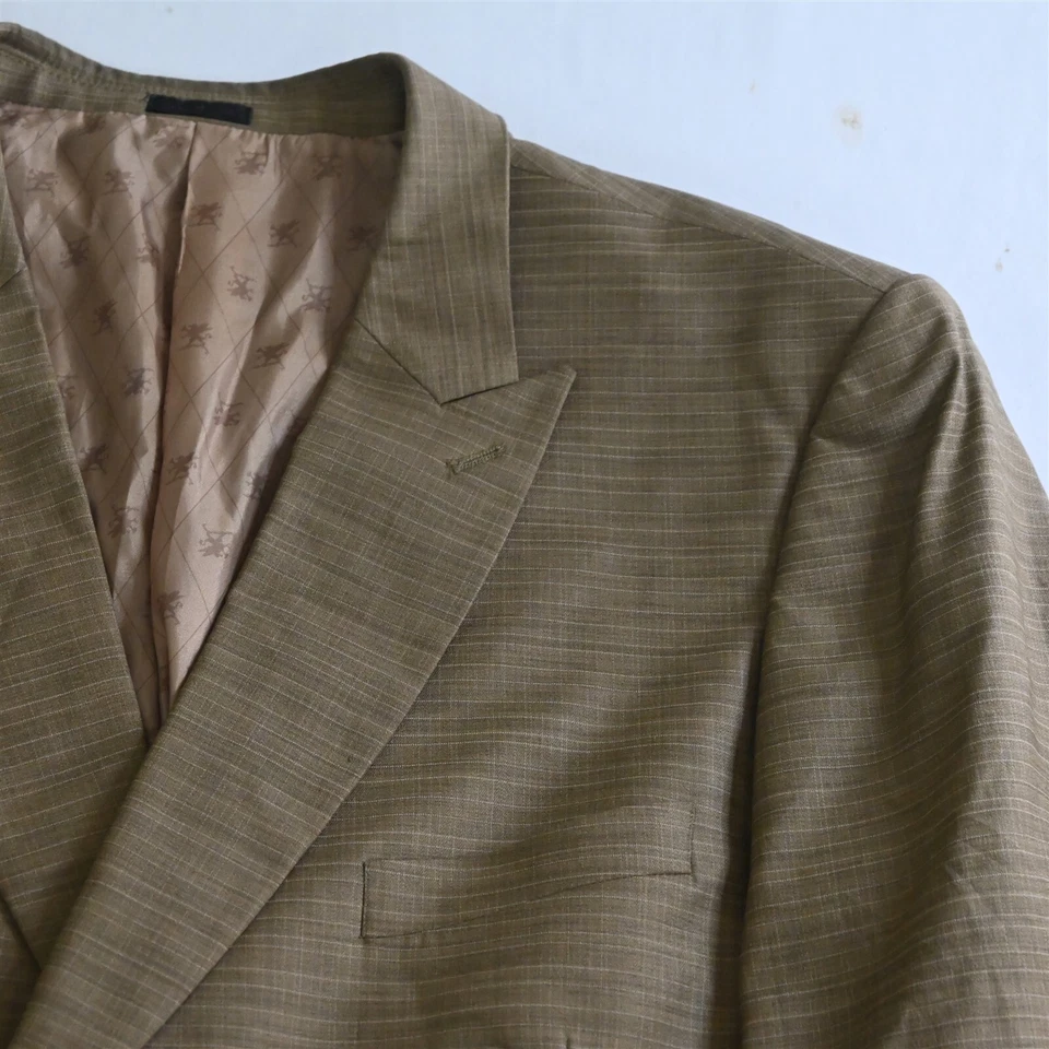 Stacy Adams 48R 40x30 Brown Check Double Breasted Mens Jacket Pants Suit - Image 3 of 4