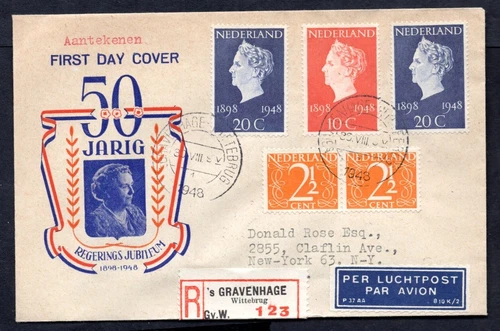 Netherlands - 1948 Queen Wilhelmina Jubilee First Day Cover