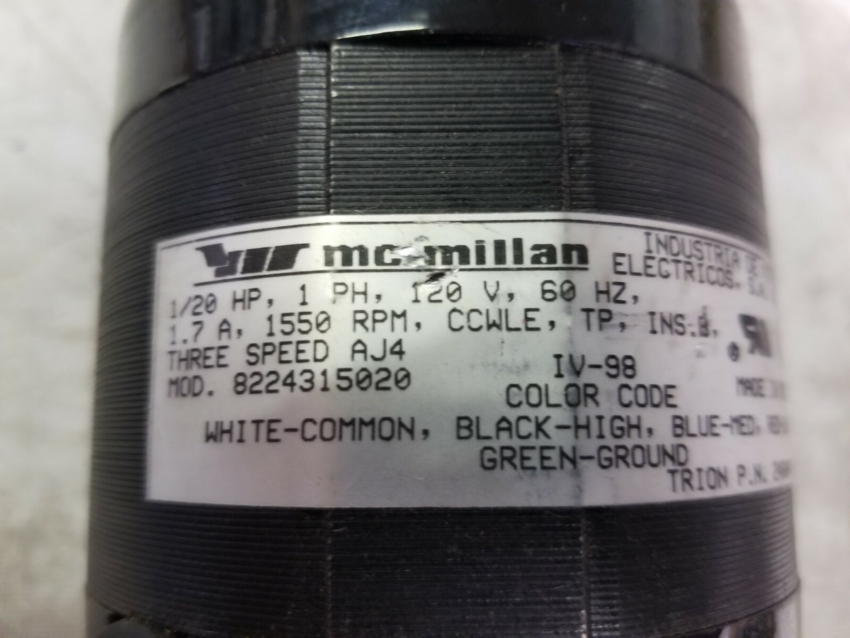 McMILLAN MOD# 8224315020 1/20HP 115/1/60 1550 RPM 5/16