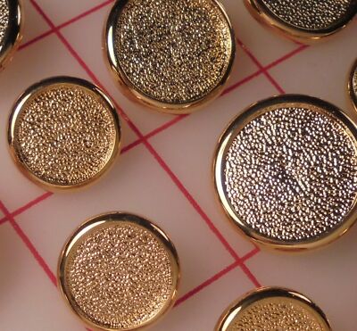 10 MEDIUM Gold Plastic Shank Buttons Pebble Grain Effect  7/8''  Lightweight
