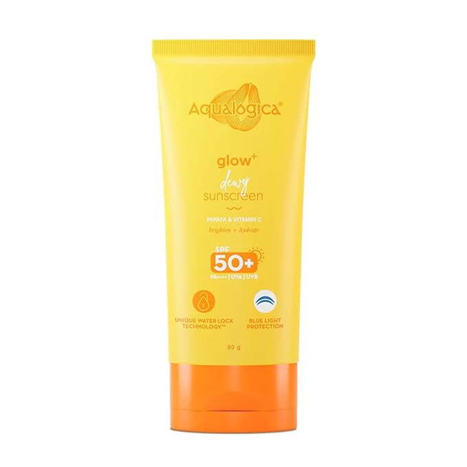 Aqualogica Glow+ Dewy Hydrating Sunscreen SPF 50+ PA++++ UVA 80g Lightweight