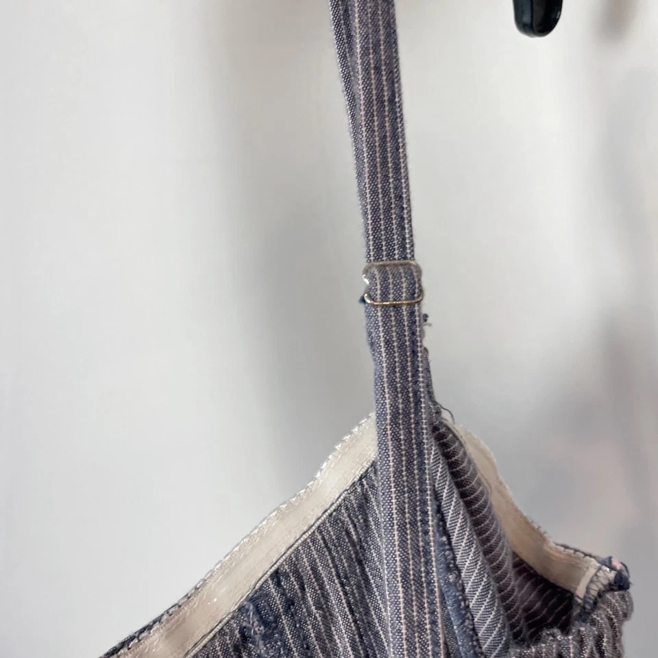 DKNY Jeans Womens Sleeveless Pinstriped Tank Mini Dress Gray XS Smocked Ruffle - Image 4 of 4