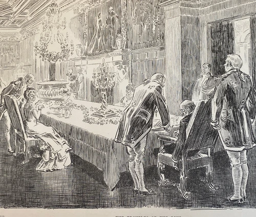 Gibson Girls Print Antique Art Sketch 11”x17” TROUBLES OF THE RICH DINNER PARTY