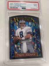 TROY AIKMAN 1997 Topps Gallery Of Heroes Stained Glass SP RARE! GH4 PSA 9