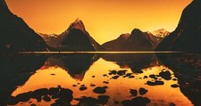 Landscape photography mountains lake sunset orange Custom Gaming Mat Desk