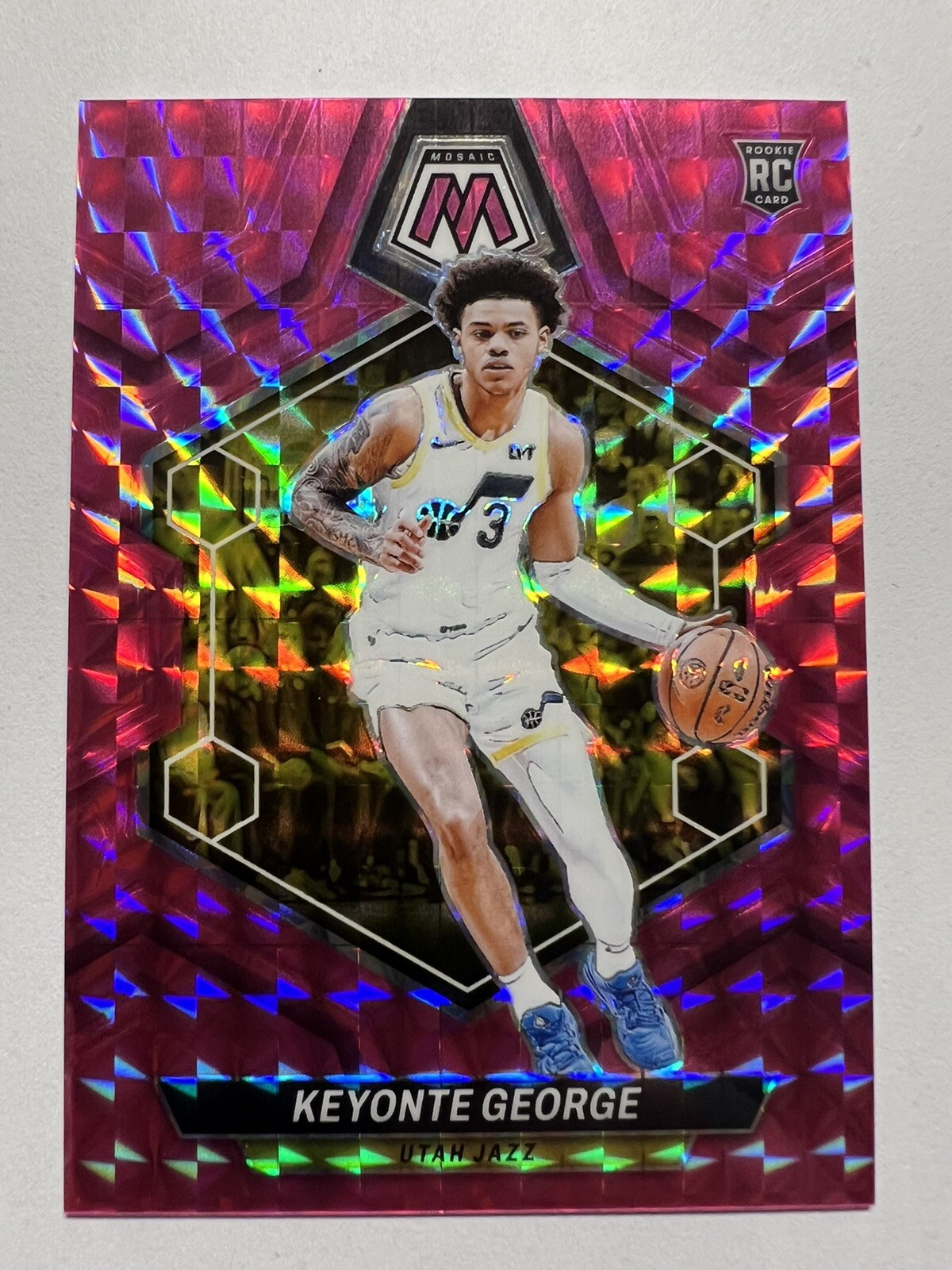 2023-24 Panini Mosaic Keyonte George /149 Pink Mosaic Prizm RC #222 Rookie Jazz