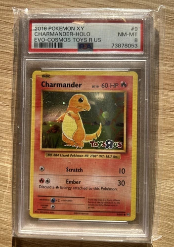 2016 Pokemon XY Evo. Cosmos Toys R Us #9 Charmander Holo PSA 8 Graded Card NM-MT