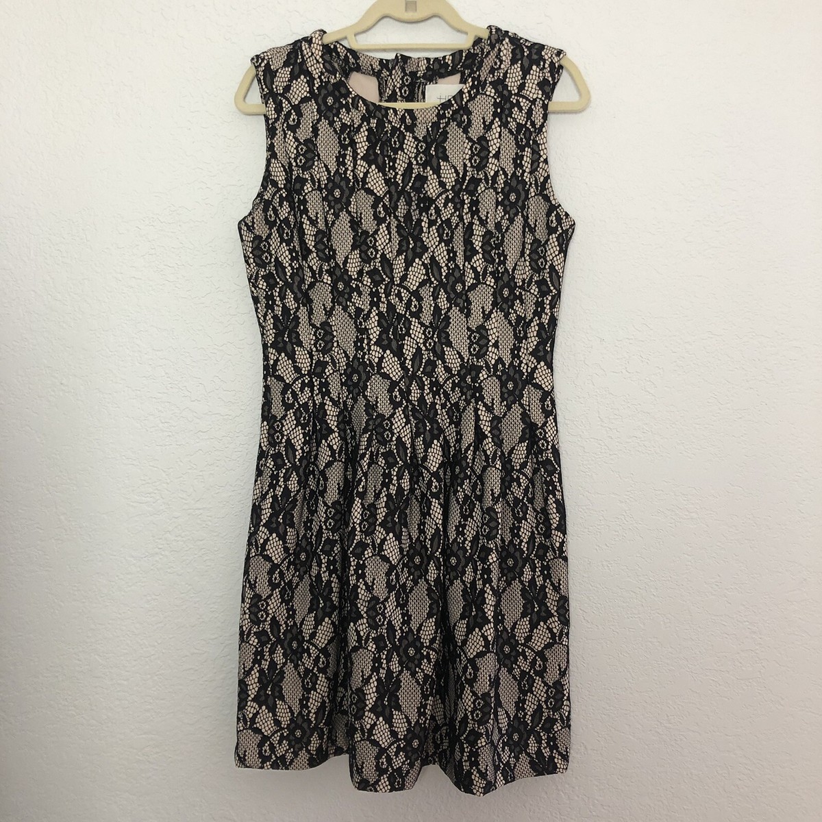 Anthropologie HD in Paris Black Lace Print Dress Fancy Dress HolidayParty  Size M