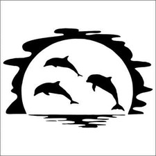 Dolphin Trio Sunset Vinyl Decal / Sticker 2(TWO) Pack