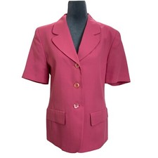 Vintage 90s Pendleton Womens 8 Pink Short Sleeve Blazer Office Siren USA Made