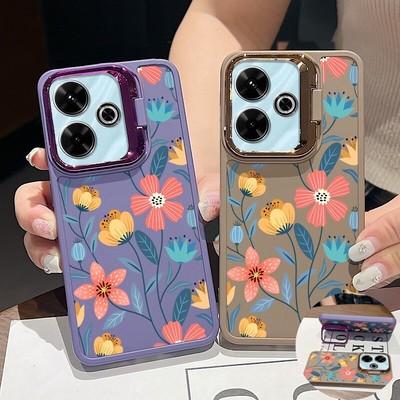 For Xiaomi Poco M6 X5 Redmi Note 13 12 11 Pro Flower Shockproof Stand Case Cover