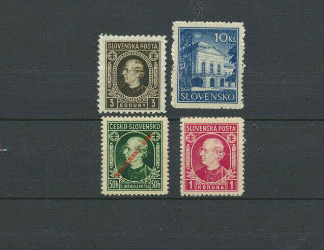 Old Time Mint NH Slovakia 4 Different Stamps Issued 1939 - 1940