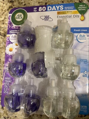Air Wick Oil Warmer and 9 Refills - 5 Lavender & Chamomile and 4 Fresh Waters  