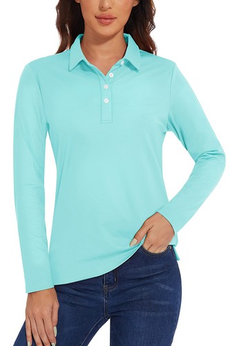 Women's Golf Shirts Lightweight UPF50+ Long Sleeve UV Protection Polo Shirts US - Picture 12 of 61