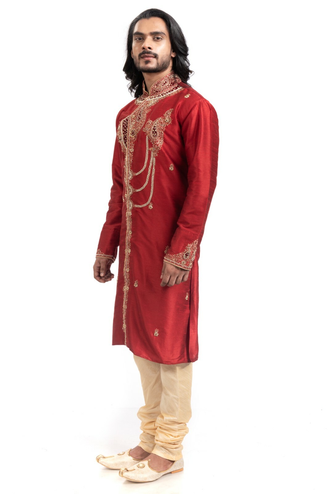 как выглядит itailorman Design Indian Ethnic Red Kurta Churidar for Men 2pc фото