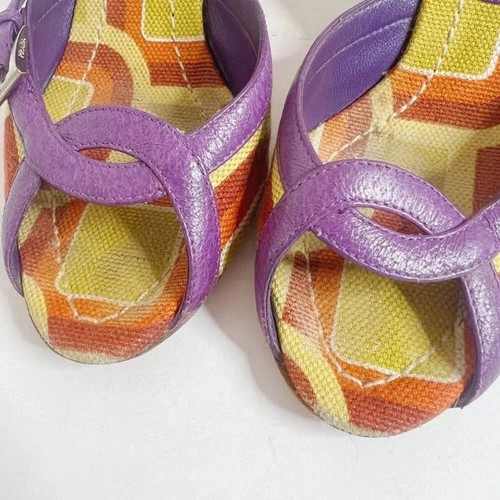 Prada RARE Vintage y2k Green and Purple Mod Print Wedges Women's Size 6 - Picture 10 of 12