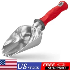 Heavy Duty Garden Soil Scoop Digging Shovel Tool Serrated Tip Red Hand Trowel
