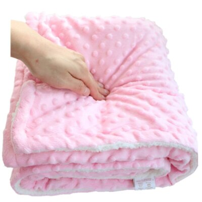 Fluffy Sherpa Dot Design Thermal Baby Blanket Blanket Stroller Blanket, Plushed