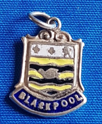 Blackpool Silber Reise Schild Emaille Charm