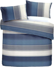 Image of Fusion Betley Classic Wide Stripe Duvet Cover Set, Polyester-Cotton, Blue, Singl