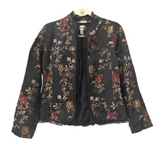 CHICOS Floral Embroidered Garden Blazer Sz 1 (M)