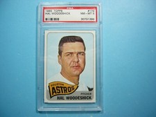 1965 TOPPS MLB BASEBALL CARD #179 HAL WOODESHICK PSA 8 NM/MINT SHARP+ '65 GL