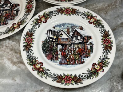 新品ロイヤルスタッホード  Stafford クリスマス プレート4枚 Royal Stafford Christmas Dinner Plates Hot Chestnut Seller Set/4
