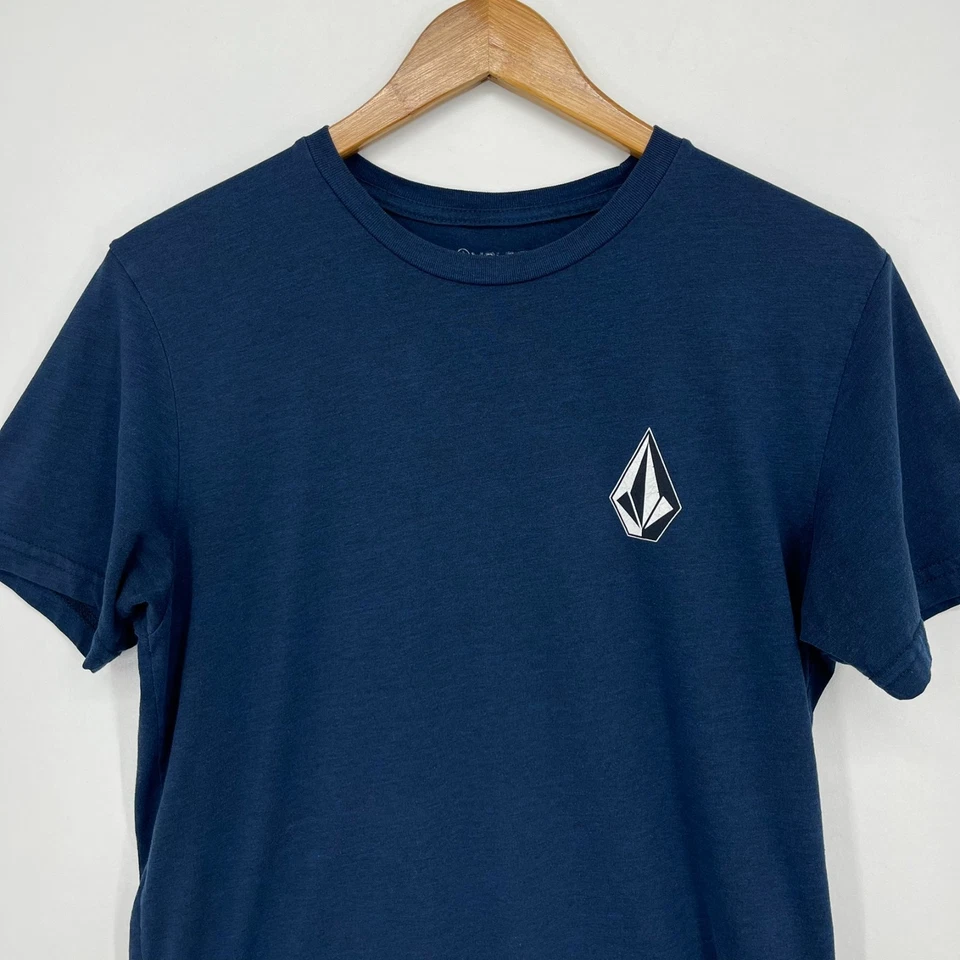 Volcom T-Shirt Adult Size M Blue Short Sleeve Crew Neck Stone Logo Cotton Blend - Image 2 of 4