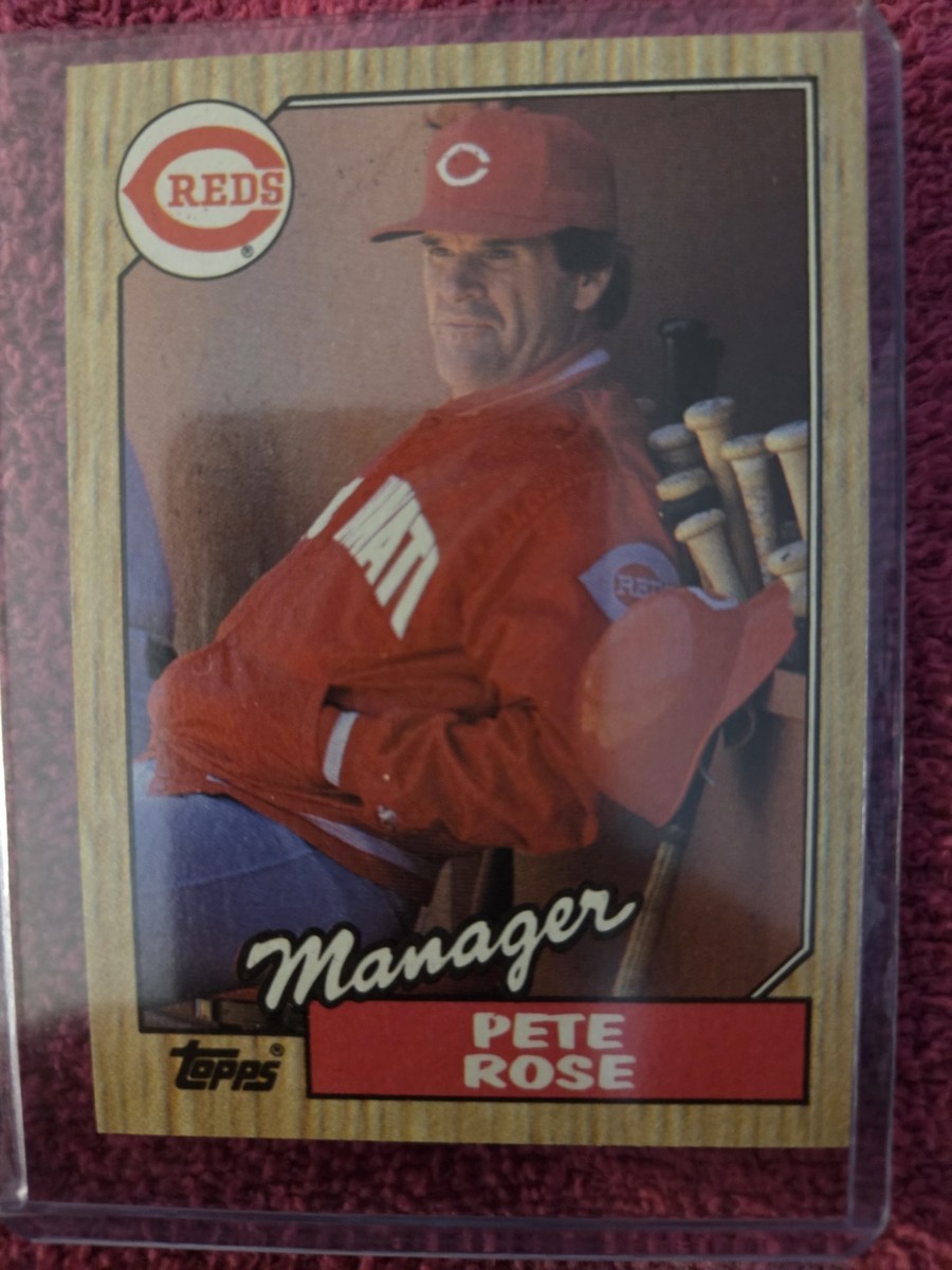 1987 topps pete rose cincinnati reds #393 rare baseball card 1987 Topps Pete Rose Cincinnati Reds #393
