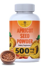 Organic Apricot Seeds Powder - 500mg Kernel Supplement, 120 Capsules
