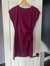 Cable & Gauge Magenta Berry Side Tie Dress Small Cap Sleeve Knot Waist