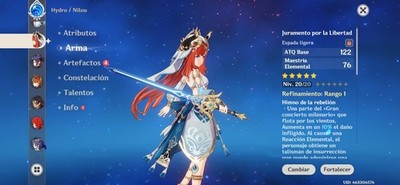 Cuenta De Genshin Impact Con Múltiples Personajes Y Sus Armas