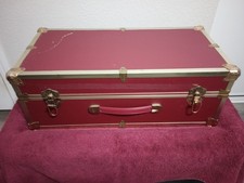Vintage 1950 s MAROON Metal Trim Doll Carrying Travel Storage Trunk Handle