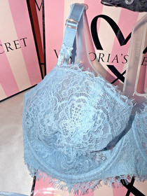 Victoria's Secret Bra Dream Angels 38DDD XL Matching Thong Light Blue