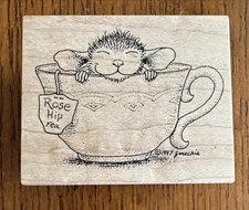 House Mouse FEELING ROSY (Maxwell) Rubber Stamp Stampa Rosa 1999 NEW #293 E