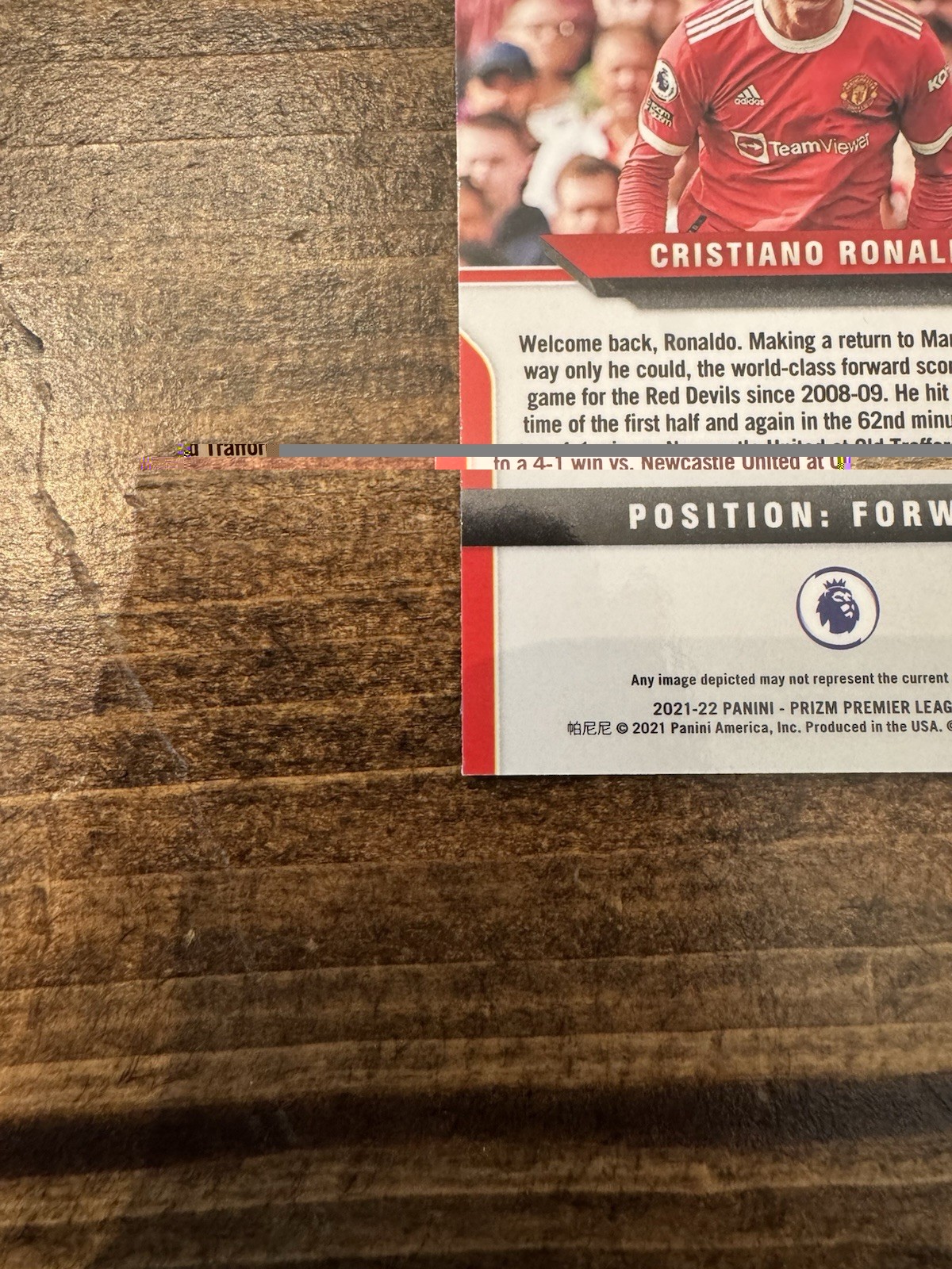 Panini 2021-22 Prizm Premier League Cristiano Ronaldo #283 Red Ice Prizm Man Utd view 10