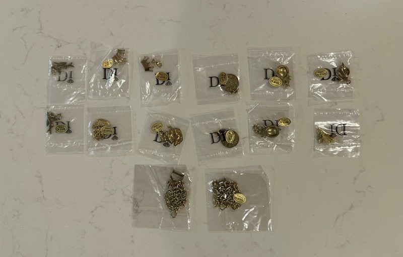 2 Diamonds International DI Gold Tone Charm Bracelets & 12 Sealed Charms Disney
