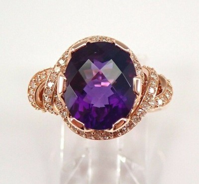 3Ct Oval Cut Simulated Purple Amethyst Women's Ring 14K Rose Gold Plated Silver