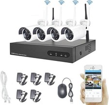 Wireless CCTV Camera System 1080P 8CH WiFi Home Surveillance Motion Detection UK