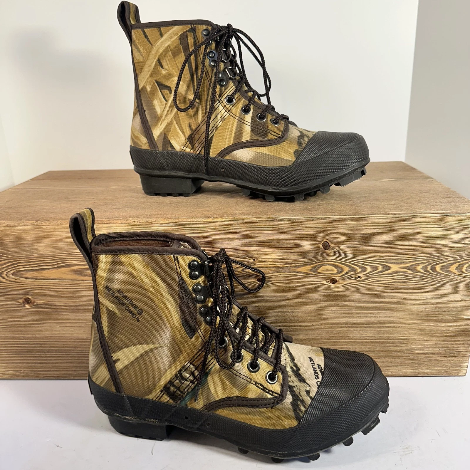 Cabelas Canvas Hunting Fishing Boots Men SZ 7 Steel Shank Outdoor Utility Lugged