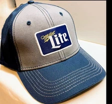 🎄 New Miller Lite Beer Cap -  Navy & White Grey Hat -  SnapBack - Gift Idea! 🎁