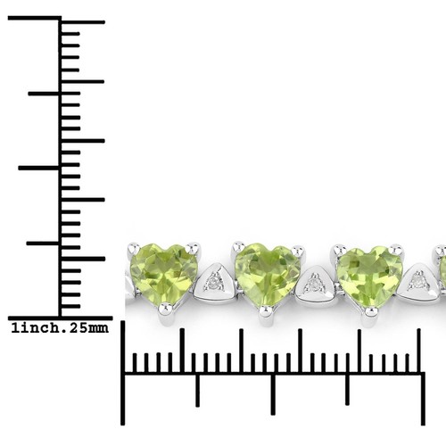 10.24 Carat Genuine Peridot and White Diamond .925 Sterling Silver Bracelet - Picture 3 of 7